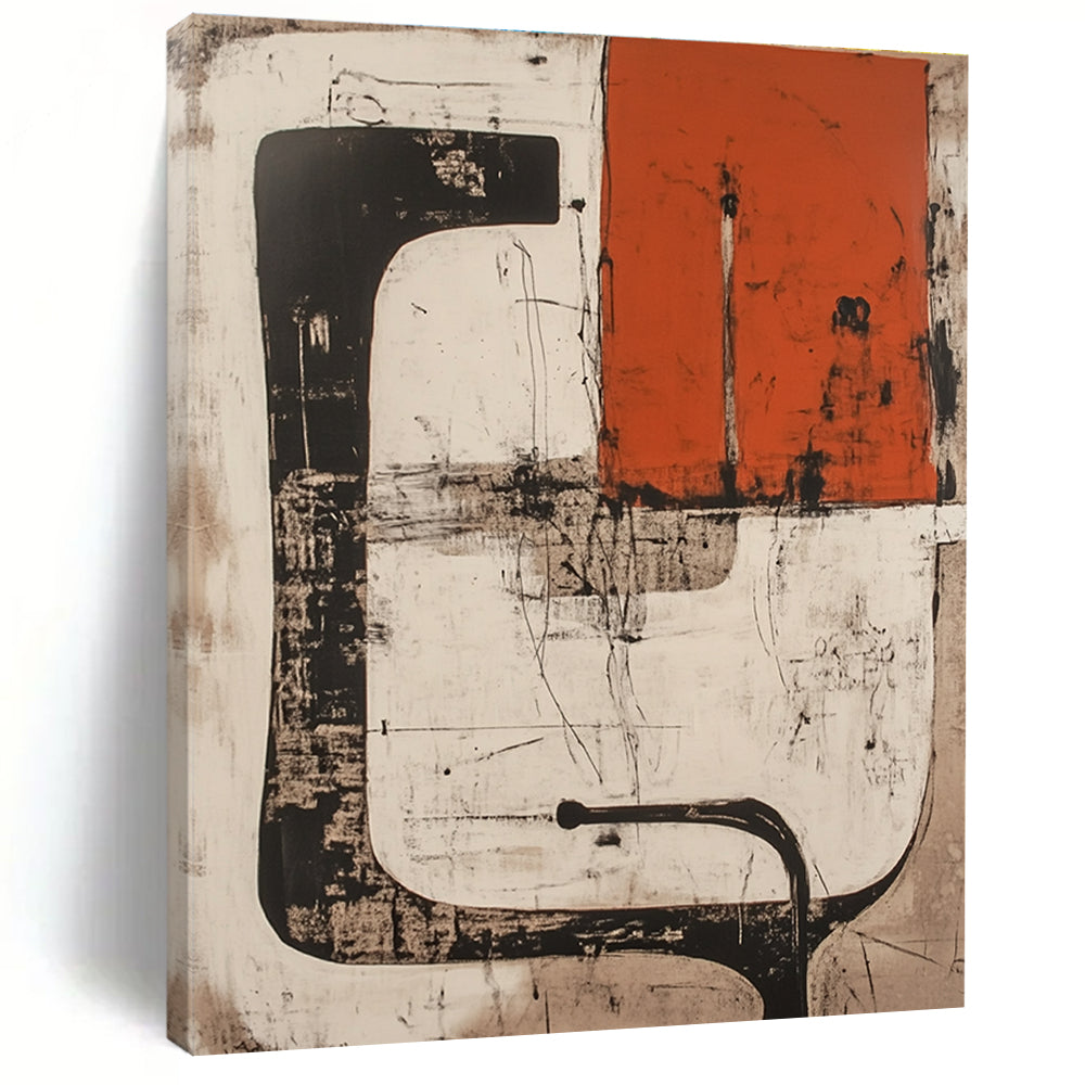 Black, White, and Orange Abstract for Contemporary Art Space & Urban - Chic Loft STSC845