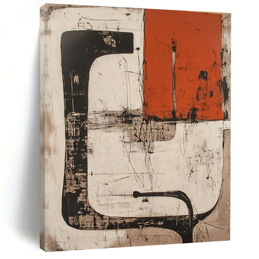 Black, White, and Orange Abstract for Contemporary Art Space & Urban - Chic Loft STSC845