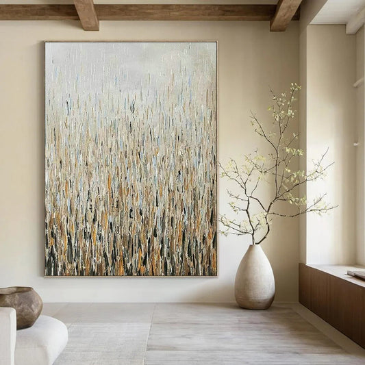 Gold - Blue Rain - like Abstract Art for Living Room & Dining Room DLZ0307