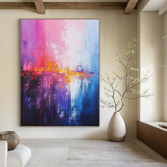 Vibrant Pink and Blue Abstract for Bohemian Living Room & Creative Studio STSC344
