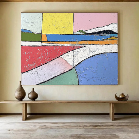 Geometric Landscape Collage Art for Contemporary Office Lounge & Art - Centric Café SC061