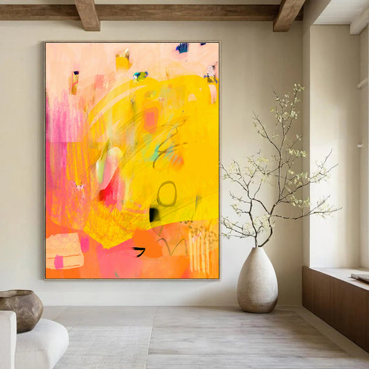 Sunny Yellow Abstract Art for Breakfast Nook & Kids’ Playroom DLZ0644