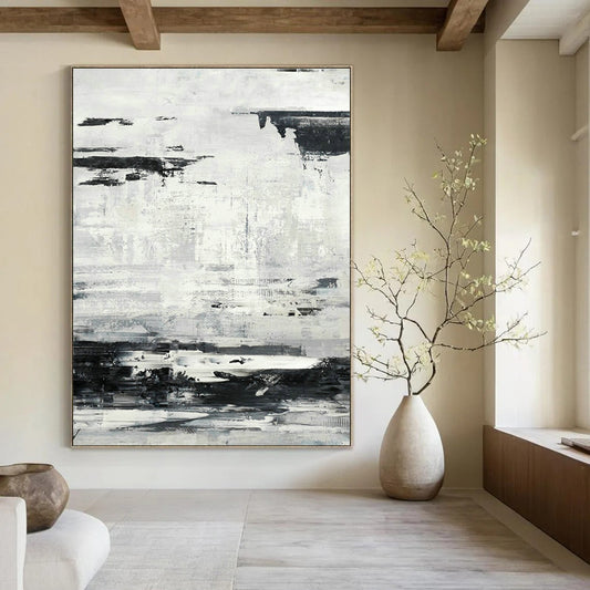 Gray - White Abstract Texture Art for Industrial Office & Art Gallery Corridor DLZ2077