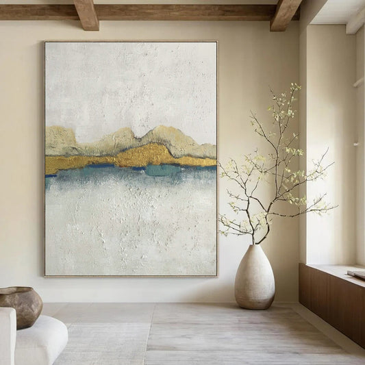 Minimalist Gold and Blue Art for Luxury Spa & Home Library DLZ0627