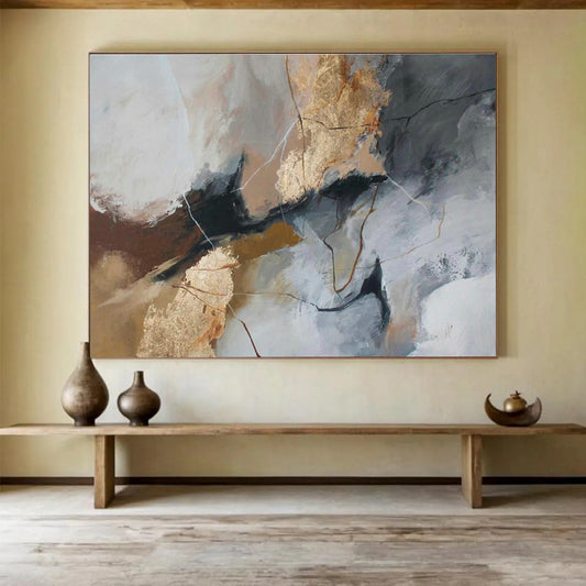 Gold - Gray Abstract Art for Modern Penthouse Living DLZ2902