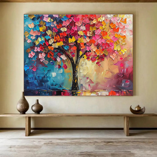 Colorful Tree Palette Knife Art for Art Gallery Featured Exhibits DLZ3242