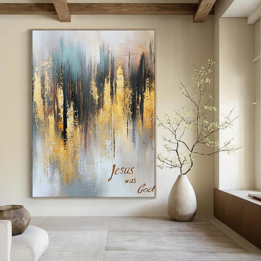 Gold - Accented Abstract Forest for Rustic - Chic Home Library & Spiritual Retreat Center STSC166