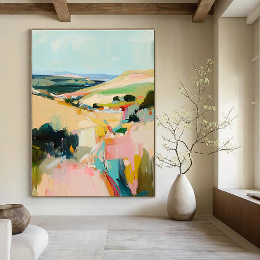 Colorful Landscape Abstraction for Modern Farmhouse Living Room & Art Gallery Café STSC150