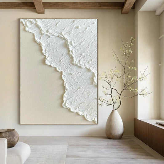 White Relief Art for Minimalist Bedroom Headboard Walls DLZ0264