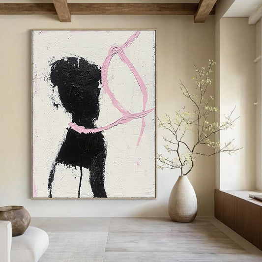 Black Silhouette with Pink Accents Art for Creative Teen’s Bedroom & Contemporary Art Pop - Up STSC1334