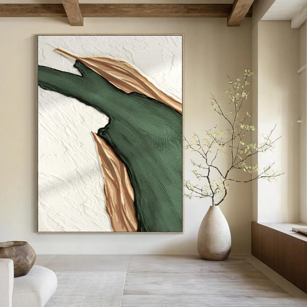 Green and Gold Abstract Shape Art for Luxury Boutique & Glamorous Dining Room DLZ2207