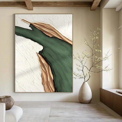 Green and Gold Abstract Shape Art for Luxury Boutique & Glamorous Dining Room DLZ2207