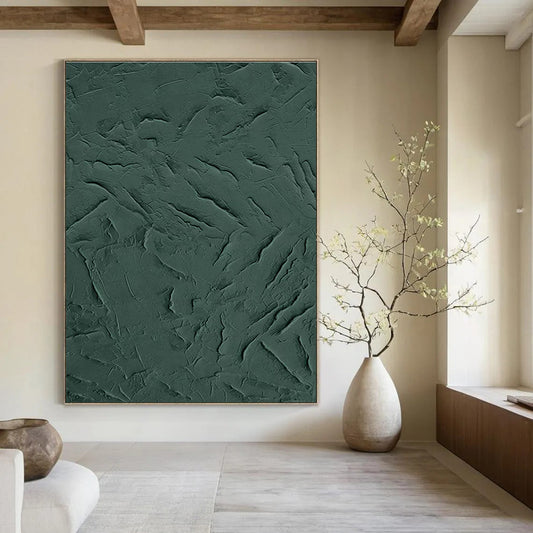 Deep Green Textured Art for Rustic Cabin & Spa Lounge DLZ0670