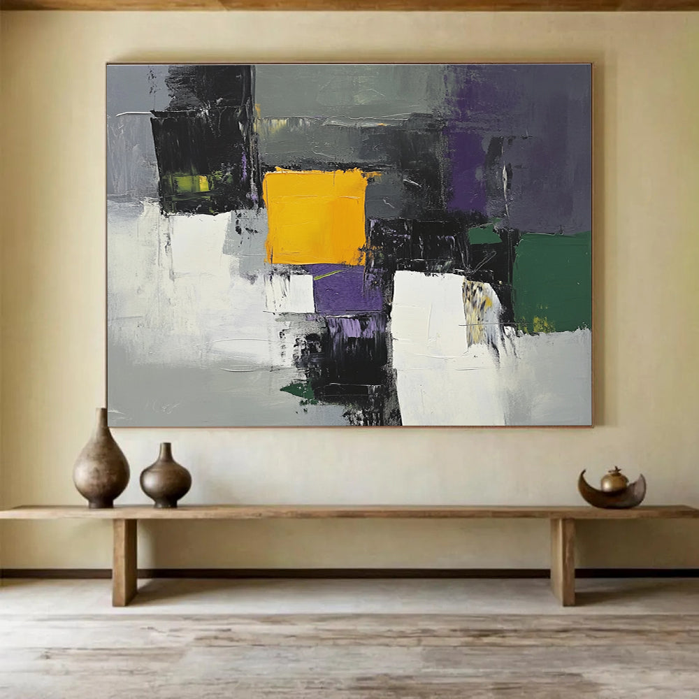 Gray - Based Color Block Abstract Art for Contemporary Lobby & Urban Apartment SC324