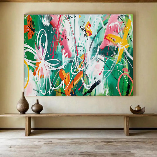 Butterfly Graffiti Abstract Art for Bohemian Café Backdrops DLZ2607
