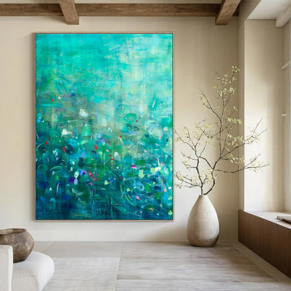 Green - Blue Floral Art for Spa Wellness Center Relaxation Zones DLZ0158