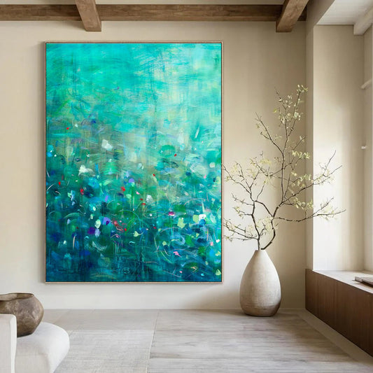 Green - Blue Floral Art for Spa Wellness Center Relaxation Zones DLZ0158