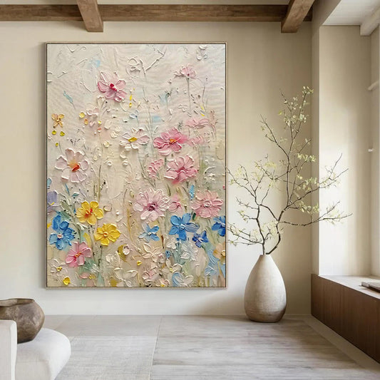 Colorful Floral Relief Art for Cottagecore Nursery & Botanical Garden Gift Shop DLZ1007