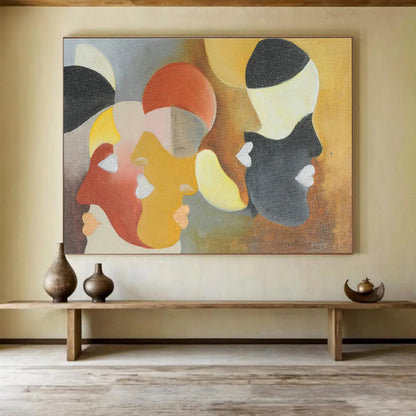 Geometric Faces Abstract Art: A Creative Hallway Focal Point DLZ2387