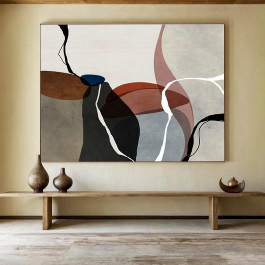 Curved Line Geometric Abstract Art for Artistic Studio DLZ2742