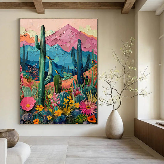 Colorful Desert Landscape Art for Southwest - Style Home & Cactus - Themed Gift Shop DLZ1409