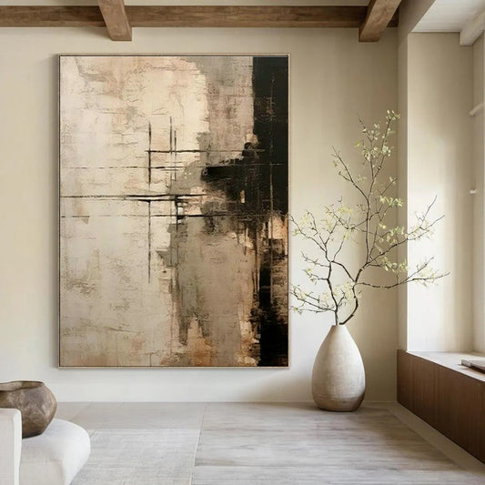 Brown - White Geometric Line Art for Office & Living Room DLZ0419