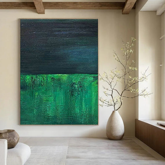 Deep Green and Black Abstract Art for Home Theater & Industrial - Style Loft DLZ1208