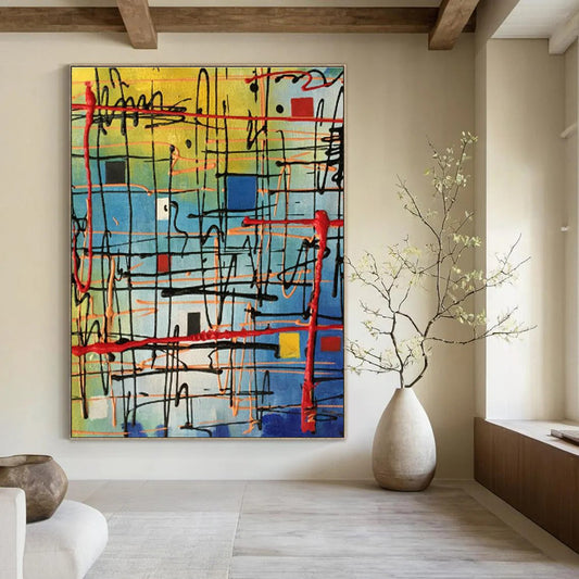 Vibrant Color - Line Grid Art for Cafe & Creative Co - working Space DLZ2282