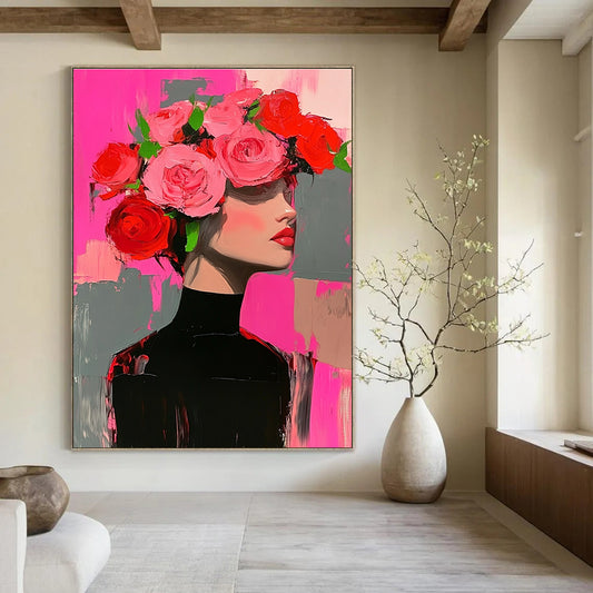 Floral - Headed Woman Art for Fashion Boutique & Art - Loving Living Room STSC1392