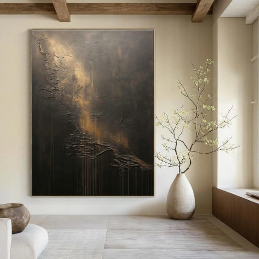 Textured Dark Abstract Art for Industrial - Style Lounge & Black - Tie Event Venue DLZ2363