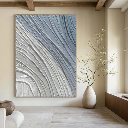 Light Blue Wrinkled Abstract Art for Bedroom & Study DLZ0580