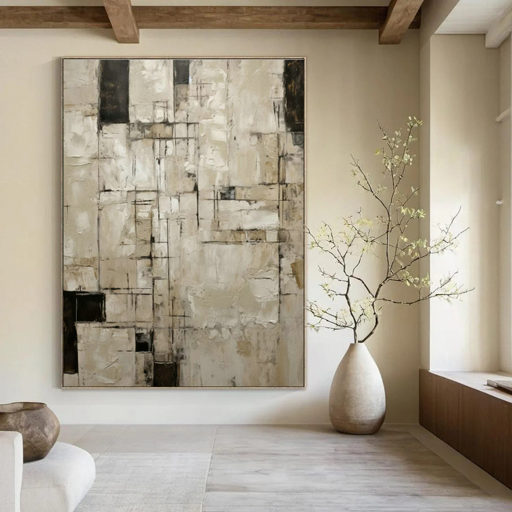 Vintage - Grey Geometric Abstract Art for Industrial Loft & Retro - Inspired Café DLZ1322