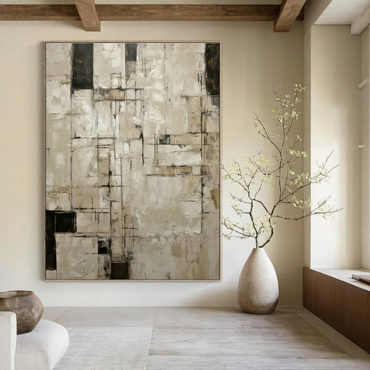 Vintage - Grey Geometric Abstract Art for Industrial Loft & Retro - Inspired Café DLZ1322