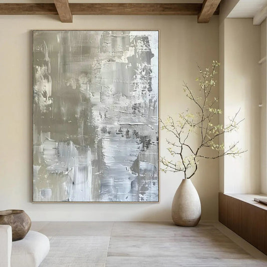 Silver - Gray Abstract Art for Minimalist Home & Modern Art Gallery DLZ1738