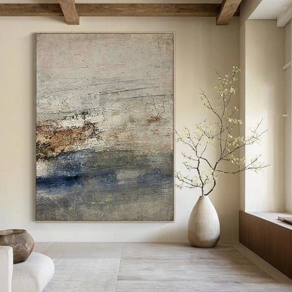 Gray - White - Brown - Blue Textured Art for Coastal Home & Nautical Art Lounge DLZ1873