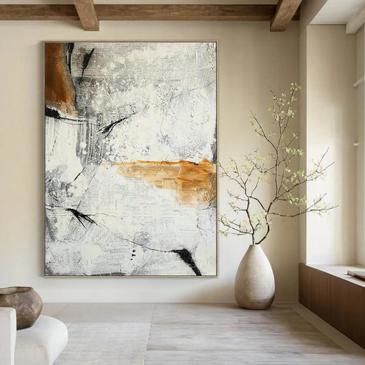 Gray - Orange Abstract Art for Industrial Loft & Contemporary Art Show DLZ2157