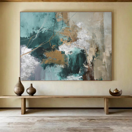 Green - Gold Abstract Mood Art for Nature - Themed Spa DLZ2897