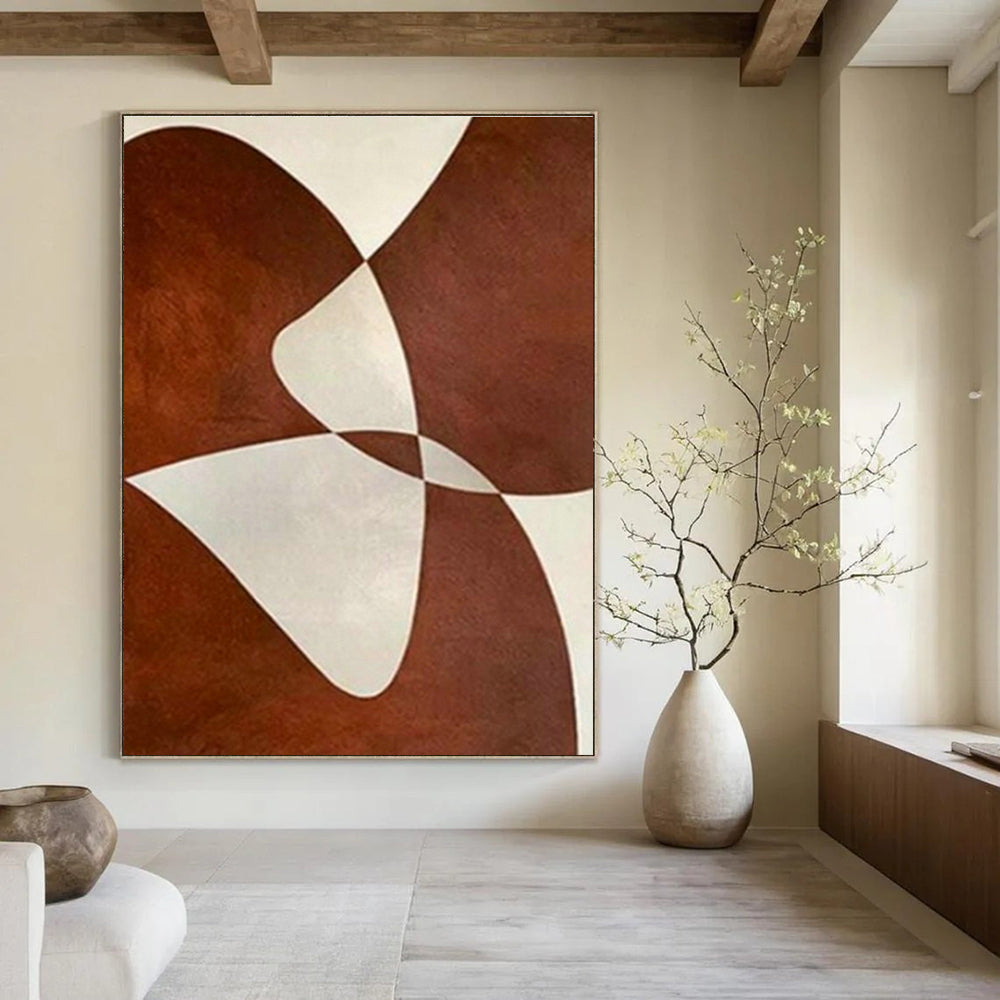 Geometric Brown - White Art for Modern Living Room & Office Reception DLZ2018