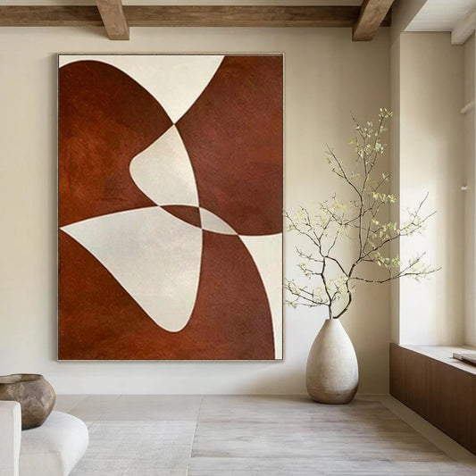 Geometric Brown - White Art for Modern Living Room & Office Reception DLZ2018