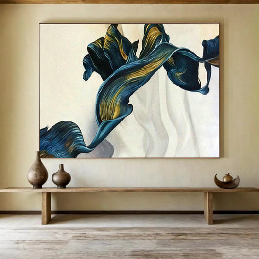 Blue - Gold Petal - Shaped Art for Luxury Bathroom Spaces DLZ2544