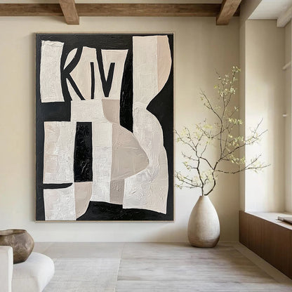Black and White Collage - like Abstract for Avant - Garde Home & Art - Centric Library STSC313