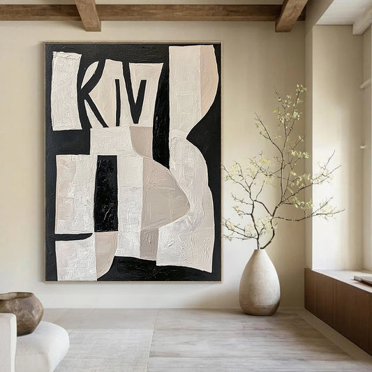 Black and White Collage - like Abstract for Avant - Garde Home & Art - Centric Library STSC313