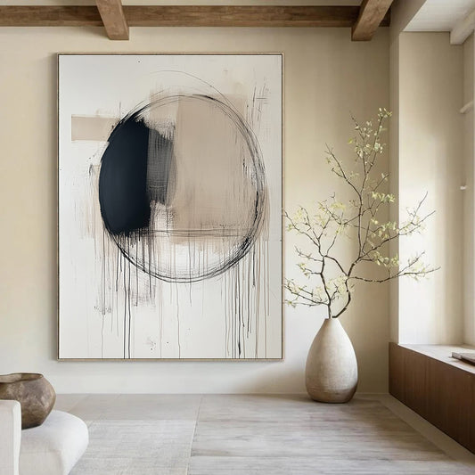 Minimalist Black Circle Drip for Contemporary Art Gallery & Calm Home Office STSC253
