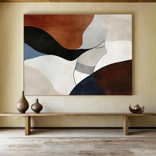 Abstract Figure in Earth Tones Art for Minimalist Bedroom & Sophisticated Wellness Center SC299