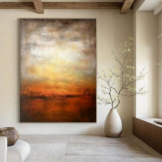 Warm - Toned Sunset Seascape Art for Retirement Home Common Area & Romantic Beachfront B&B DLZ1809
