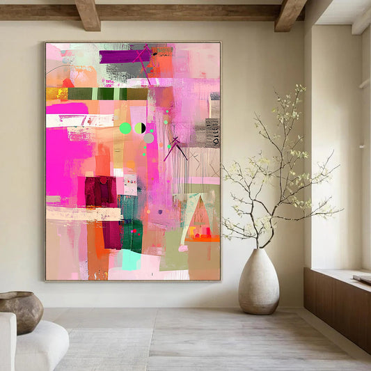 Colorful Collage Abstract for Bohemian Home & Art Studio STSC786