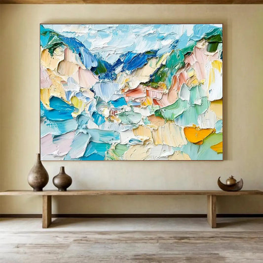 Colorful Mountain Palette Knife Art for Modern Art Gallery Focal Walls DLZ3188