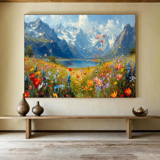 Flower - Filled Landscape Oil Painting for Garden - Inspired Living Spaces DLZ2640