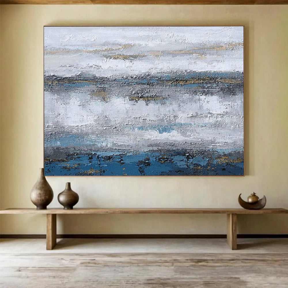 Gray - Blue - Gold Abstract for Luxury Hotel Lobby DLZ2993