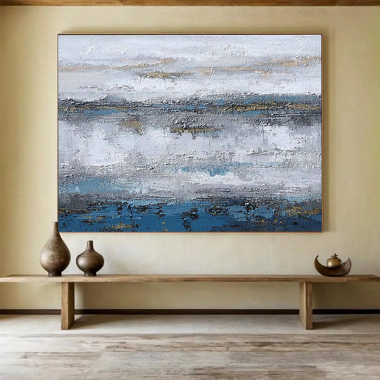 Gray - Blue - Gold Abstract for Luxury Hotel Lobby DLZ2993